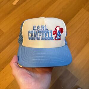 Vintage 80's Earl Campbell #1 Houston Oilers Texans Trucker Snapback Hat Cap VTG
